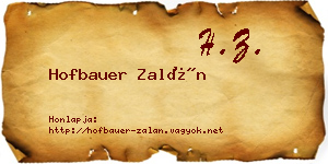 Hofbauer Zalán névjegykártya
